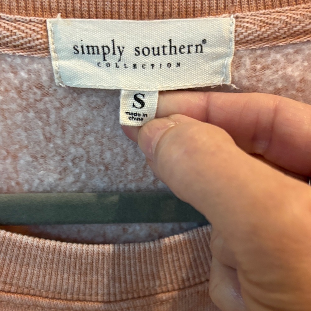 Simply Southern AMEN Crewneck Sweater - Dusty Rose with Yellow Accents - Picture 2 of 4